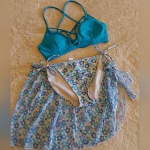 🌺 Like New Ninety-Nine Aqua Bikini Set w/Skirt